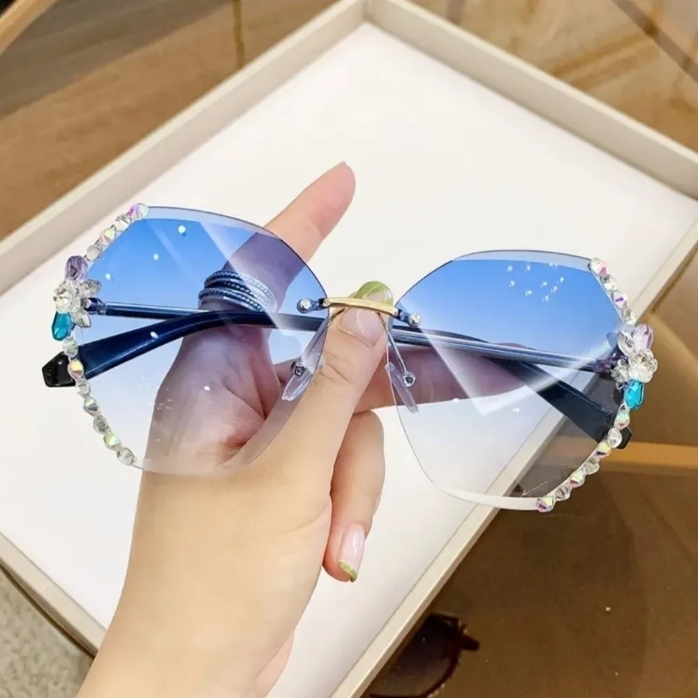 New Blue rhinestone women's fashion sunglasses
